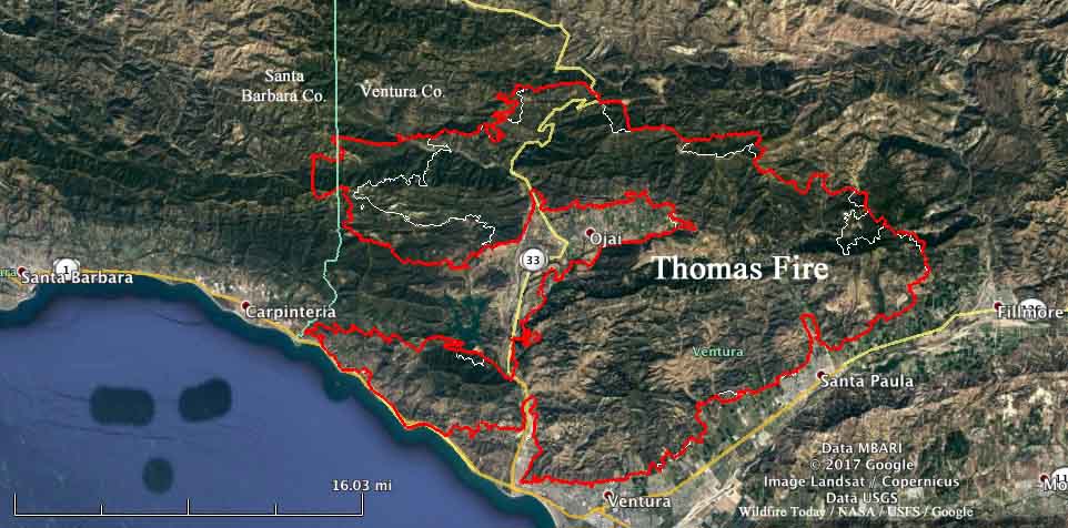 Thomas Fire spreads into Santa Barbara County Wildfire Today