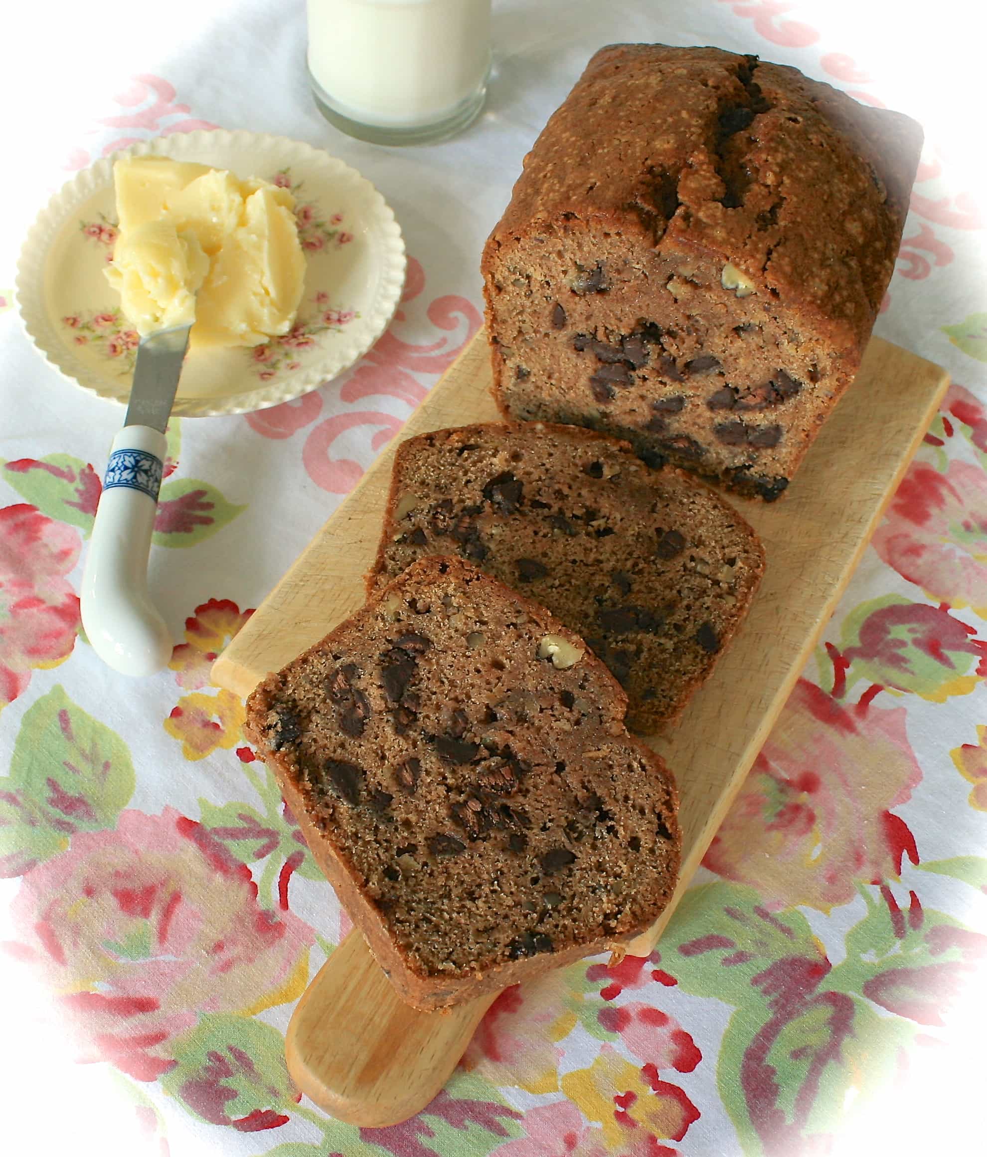 Spicy Zucchini Bread with Chocolate Chips, Pecans & Golden Raisins