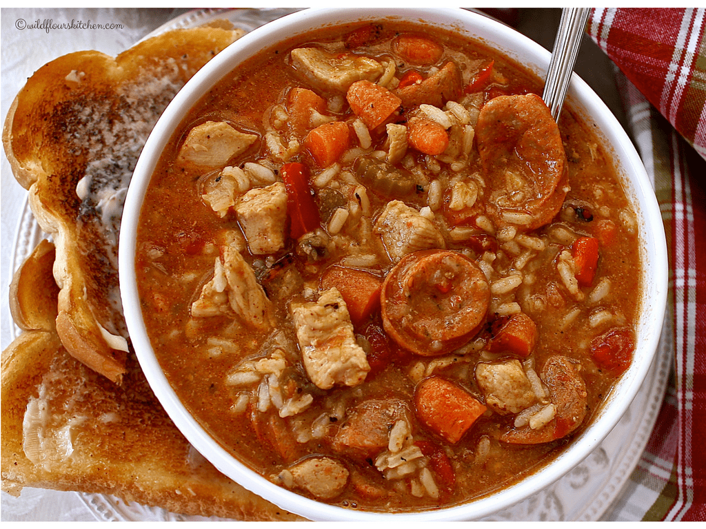 Chicken & Andouille Spanish Rice Soup Wildflour's Cottage Kitchen