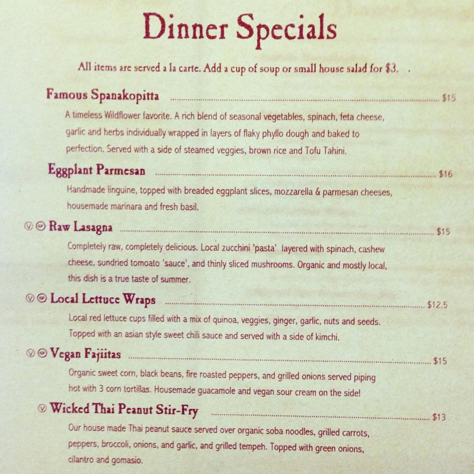 Dinner Wildflower Cafe & Bakery