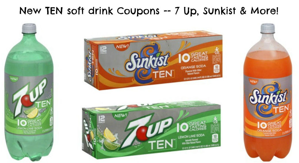 New Ten Soft Drink Coupons — 7up, Sunkist & More!