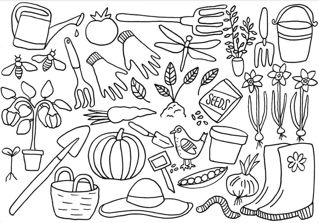 Gardening Colouring Page Wild Juniper Art Studio
