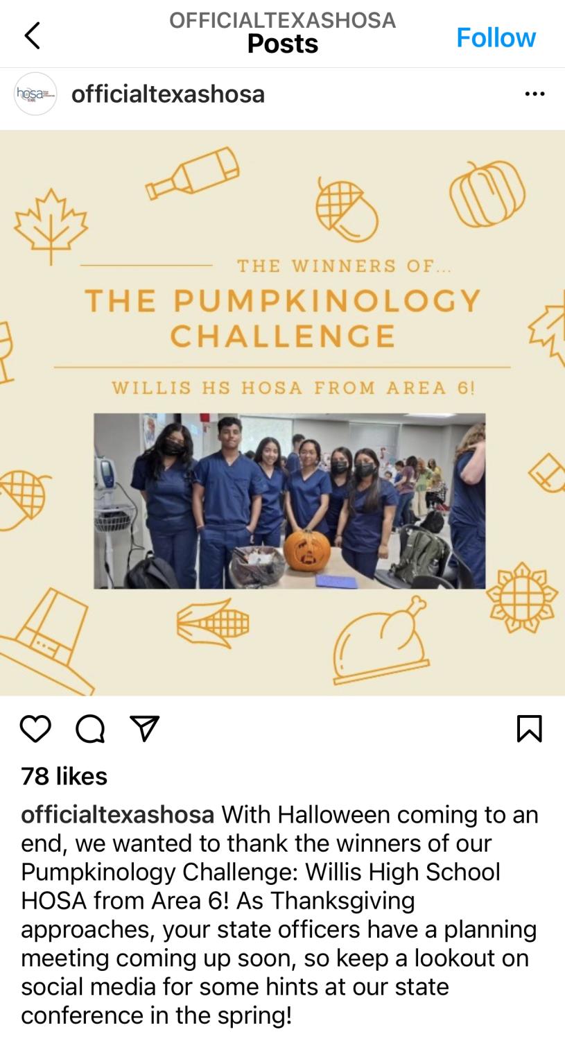 Congrats HOSA for winning Pumpkin Challenge The Voice of the Wildkats