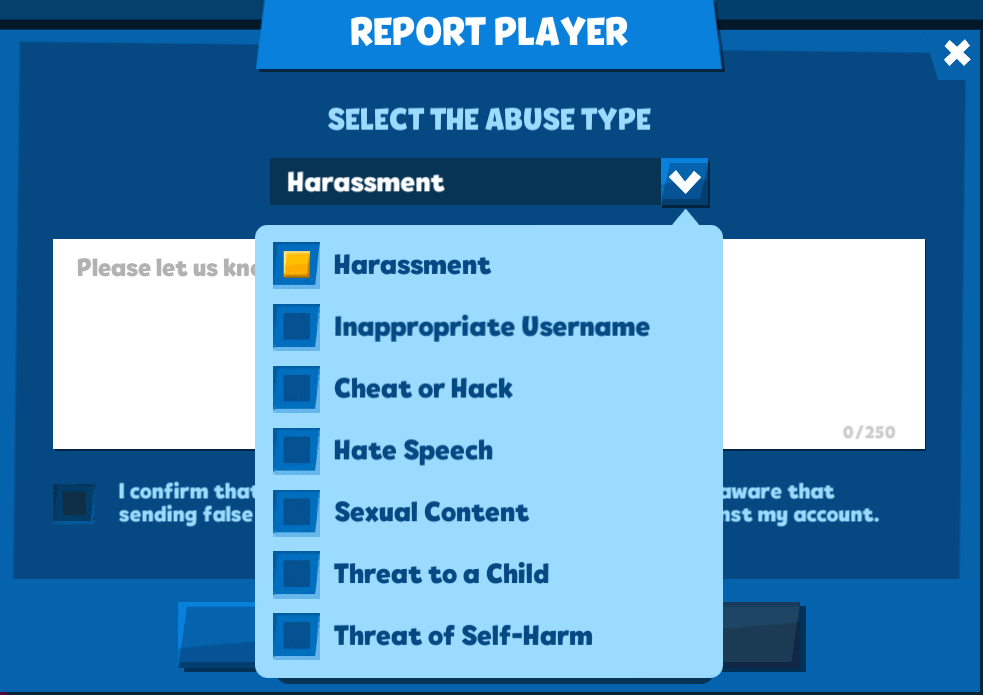 How to report harmful or inappropriate content ingame Zooba
