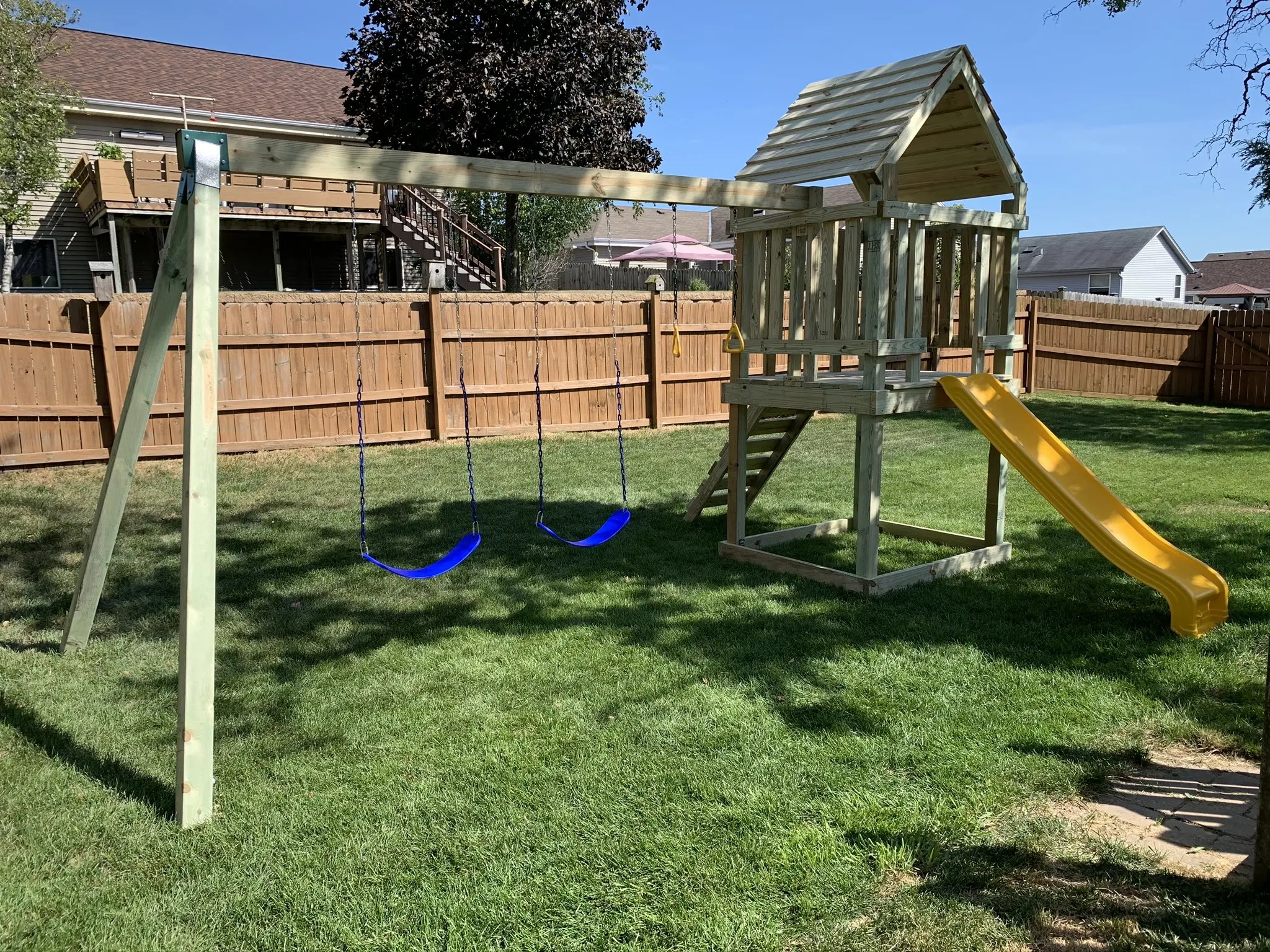 Super Swinger Playset+Wood Roof Built In Hartford, WI Wild Playsets