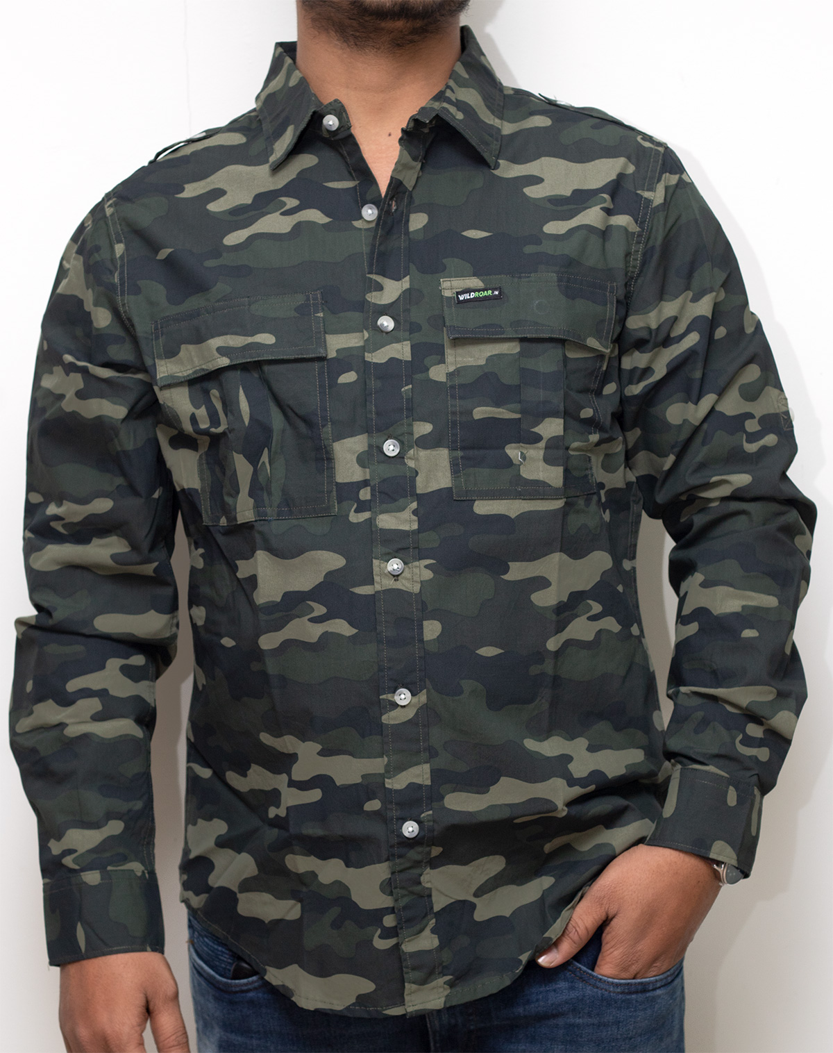 Green Camo Shirt Full Sleeves WildRoar.in