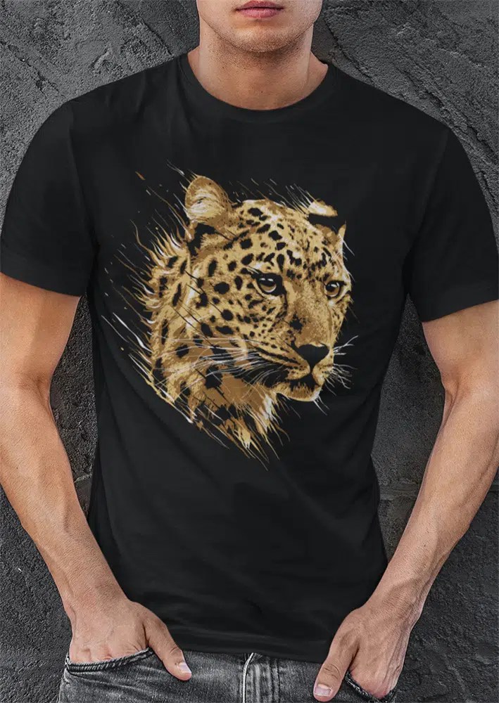 Leopard Black Tshirt Cotton WildRoar.in