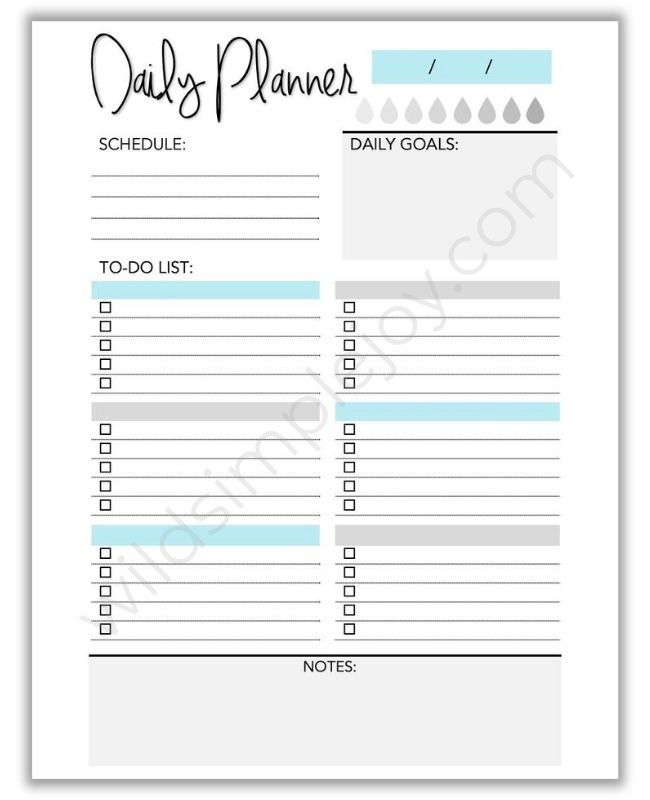 Affirmation Planner with Daily Goal Planner Printable Wild Simple Joy