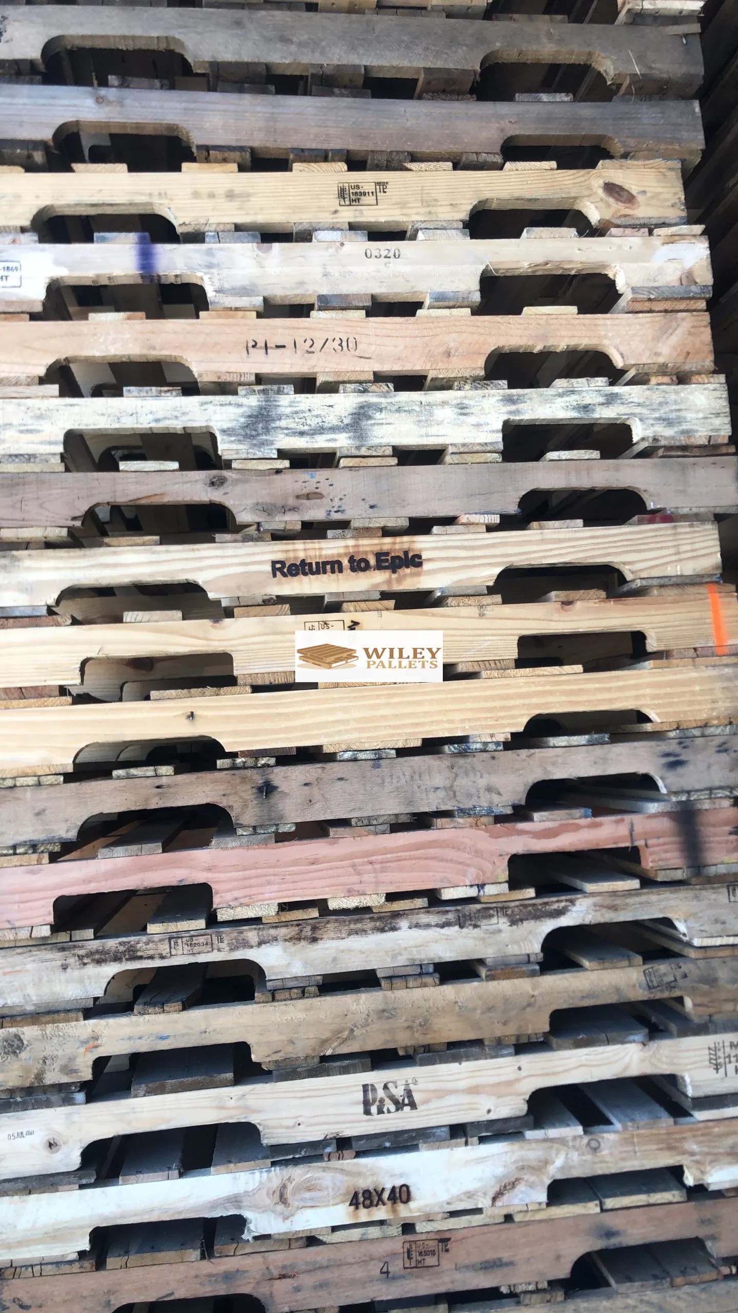 Rebuilt 48x40 Stringer Pallets Raleigh, NC Wiley Pallet