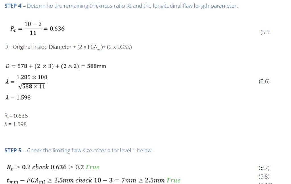Fitness For Service Local Metal Loss Level 1 Assessment