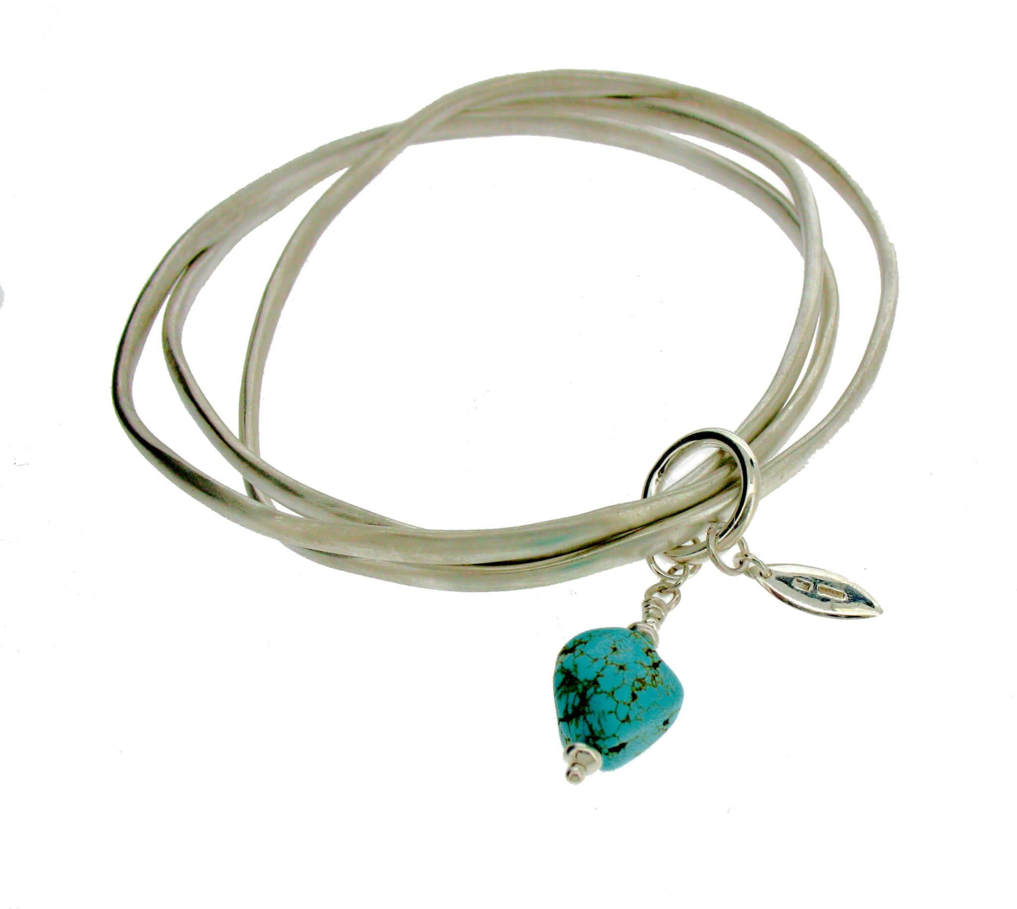 Sterling Silver Coil Bangles with Turquoise Will
