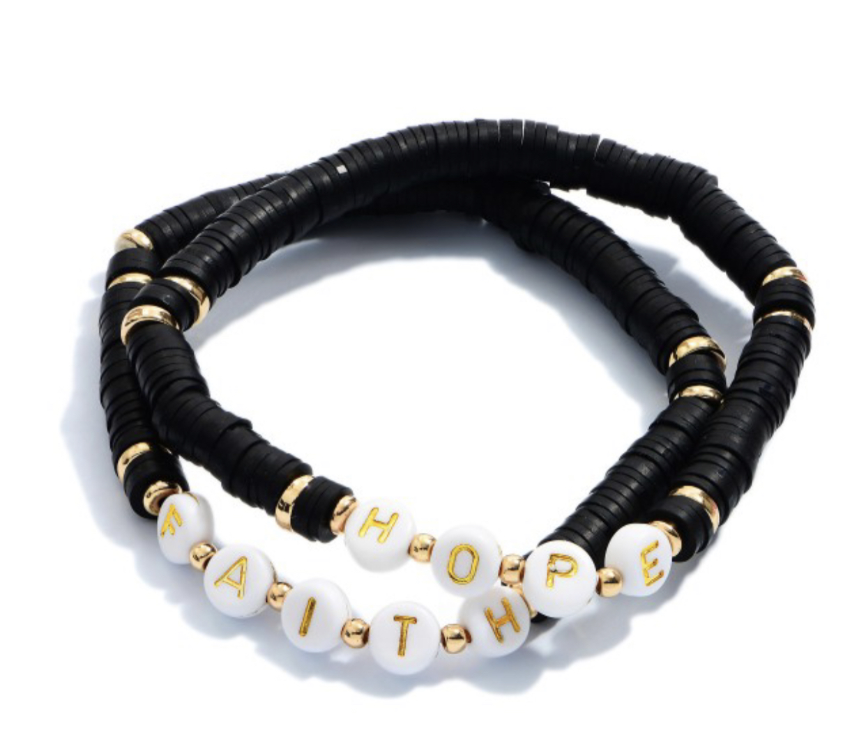 HOPE/Faith Stretch Bracelet Set Black The Will Herndon Research Fund