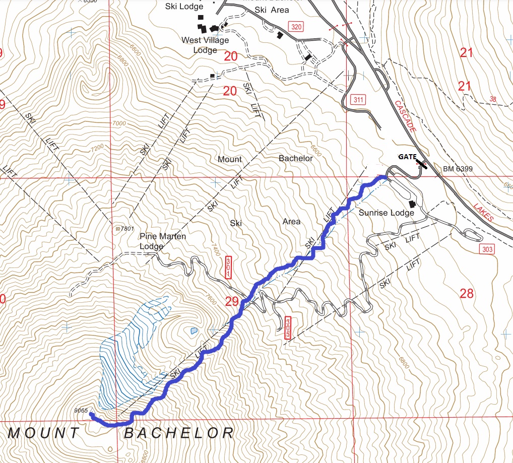Mount Bachelor Hiking Trail & Map