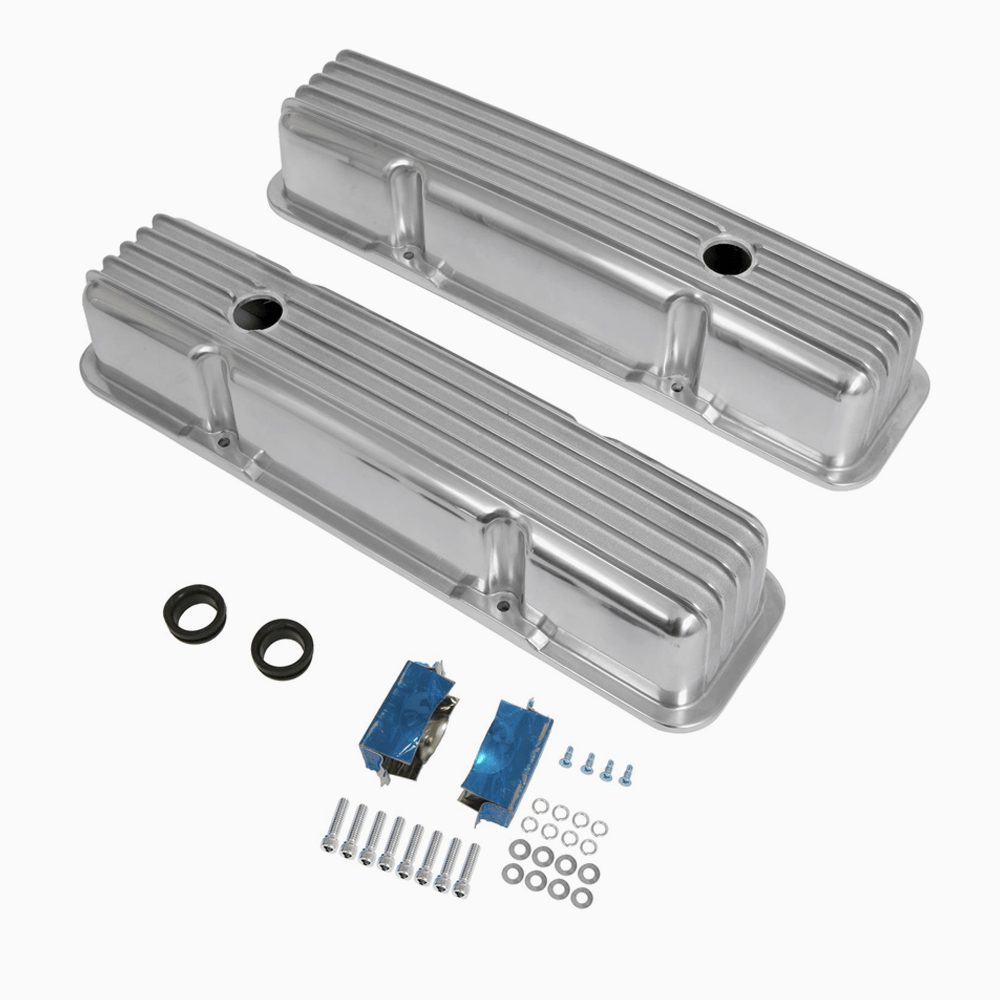Finned Aluminium Valve Covers SBC 440414 Speed Shop