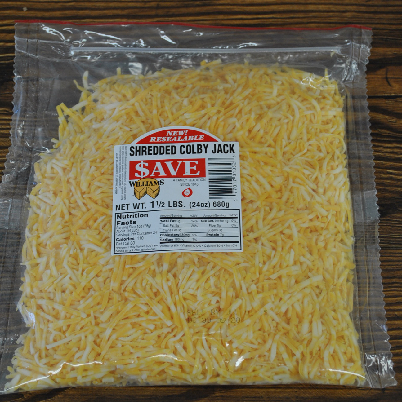 Shredded Colby Jack 24 oz. Williams Cheese