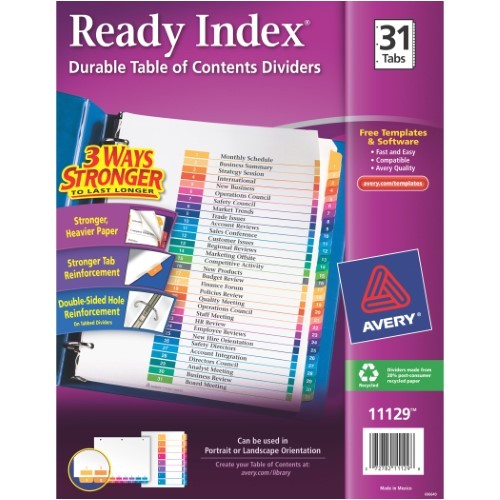 Avery Ready Index Template 31 Tab williamsonga.us