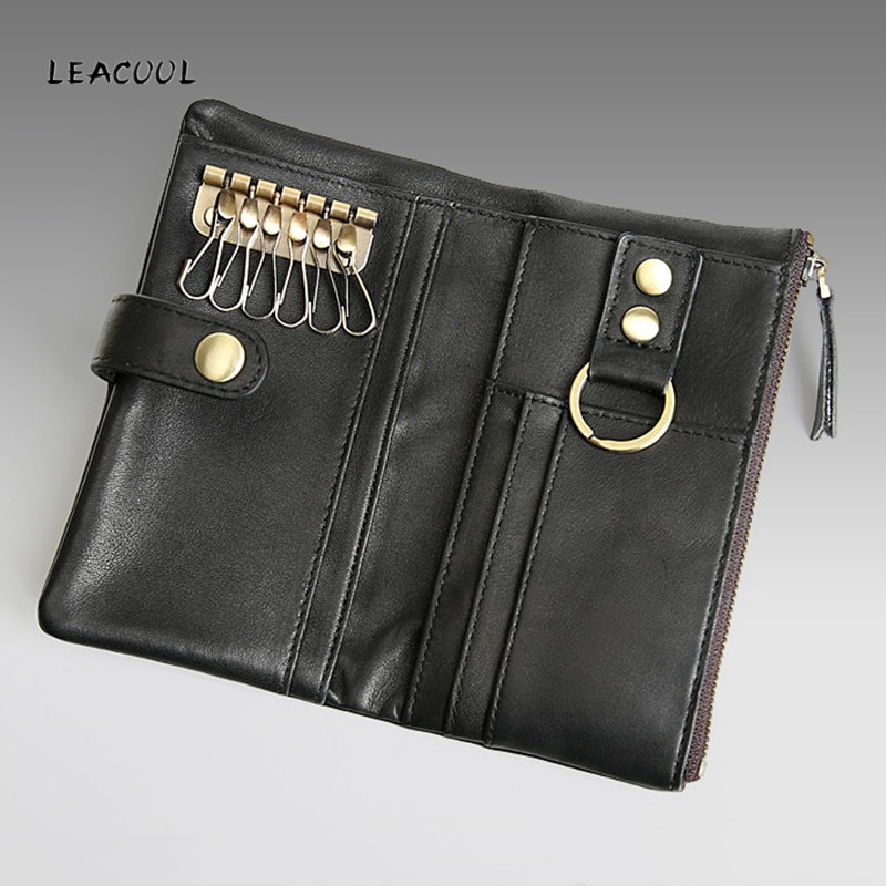High Capacity Multifunctional Leather Keychain Wallets with ID card Holder