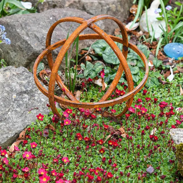 Rusty Metal Garden Sphere Sculpture Willow Alexander