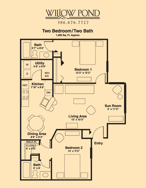 Two Bedroom Apartments Willow Pond Apartments and Townhomes