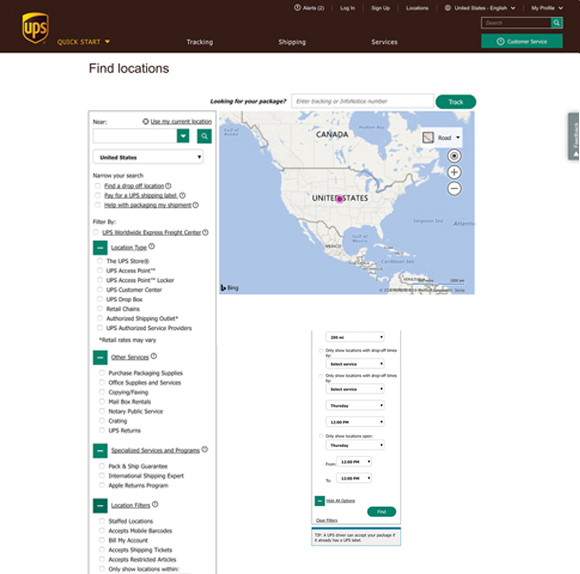 UPS Global Locator Redesign
