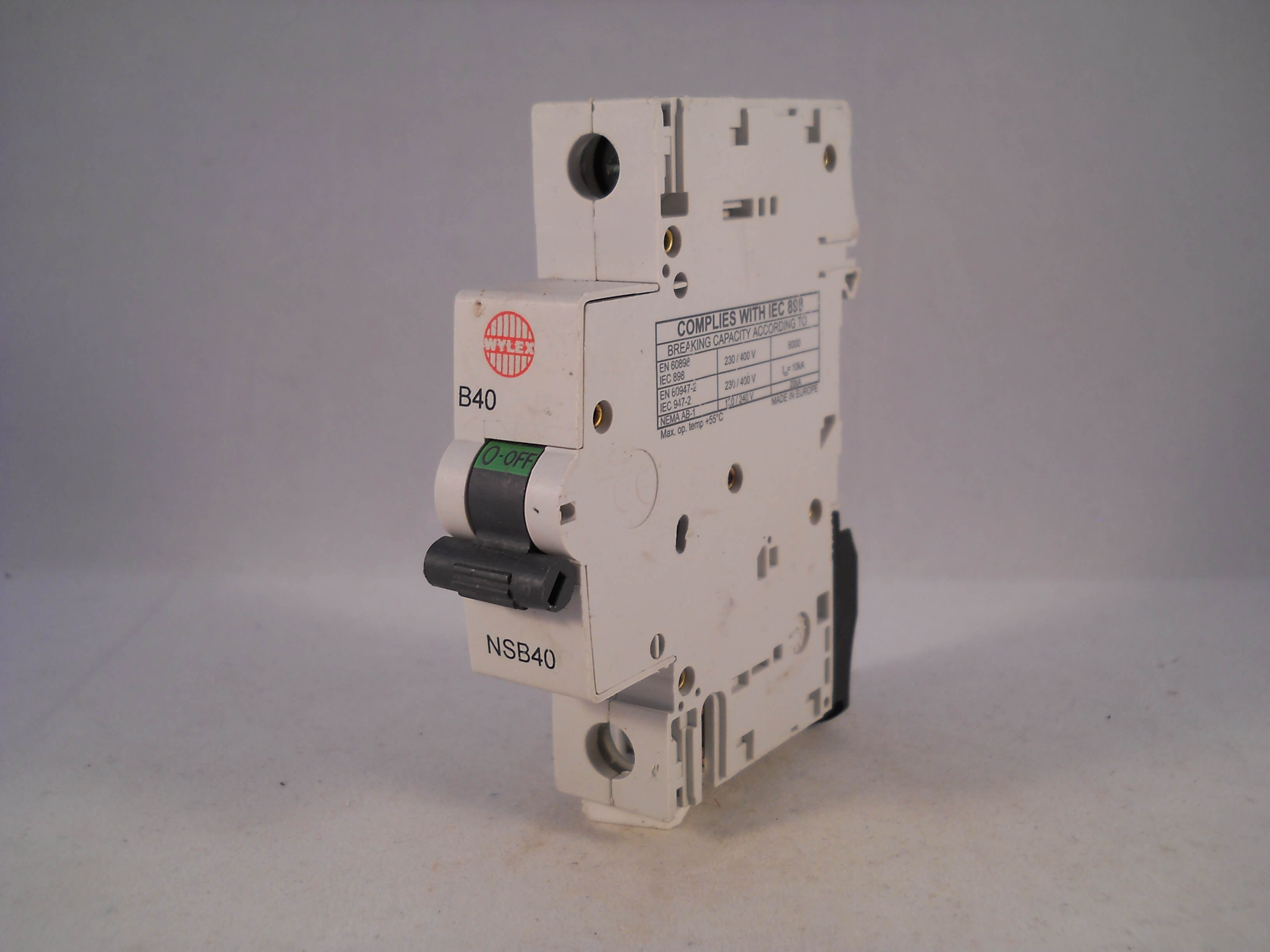 Wylex NSB MCB 40 Amp Single Pole Circuit Breaker Type B 40A NSB40