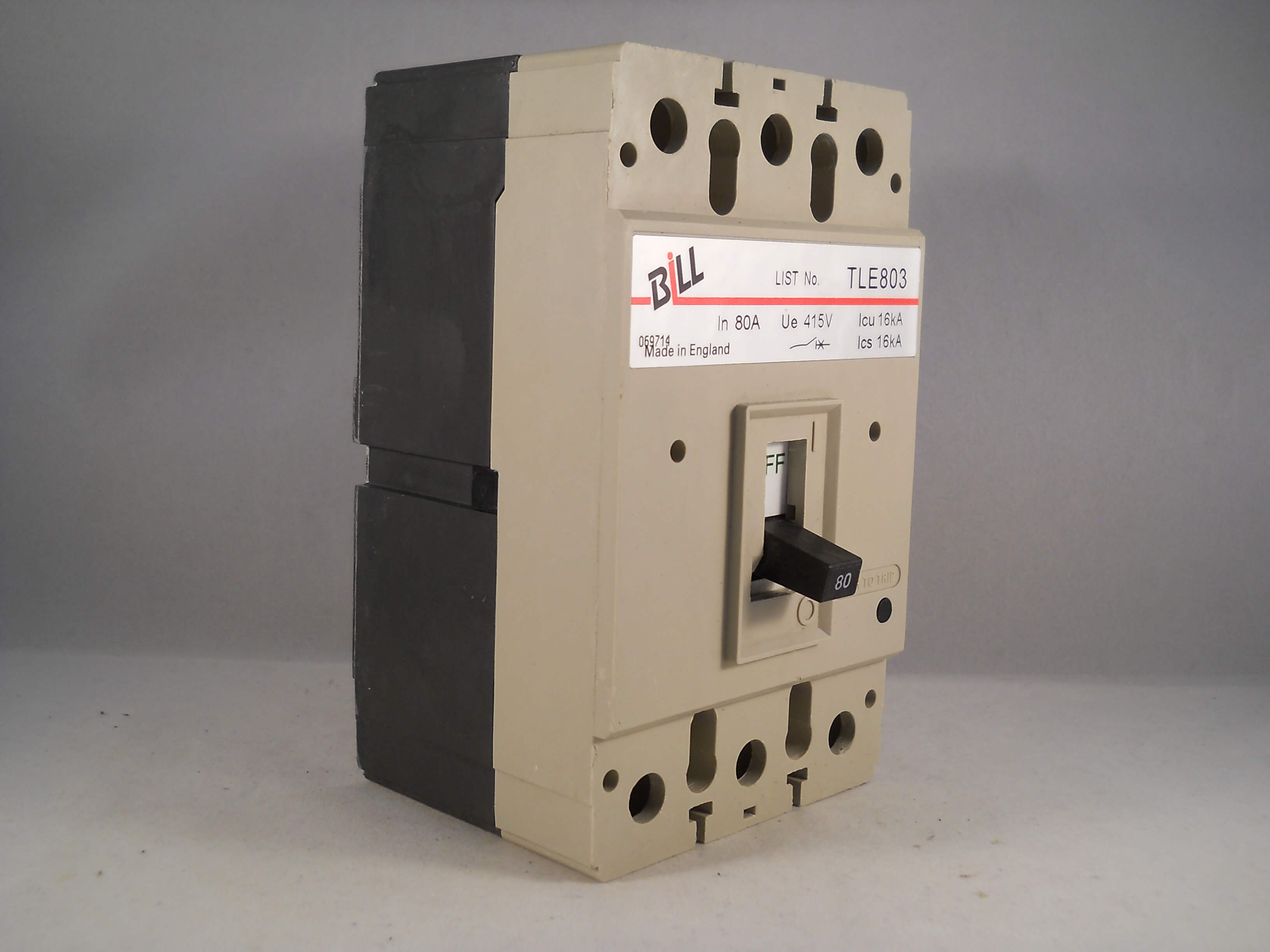 Bill MCCB 80 Amp Triple Pole 80A 3 Phase Breaker Memshield 2 MEL803