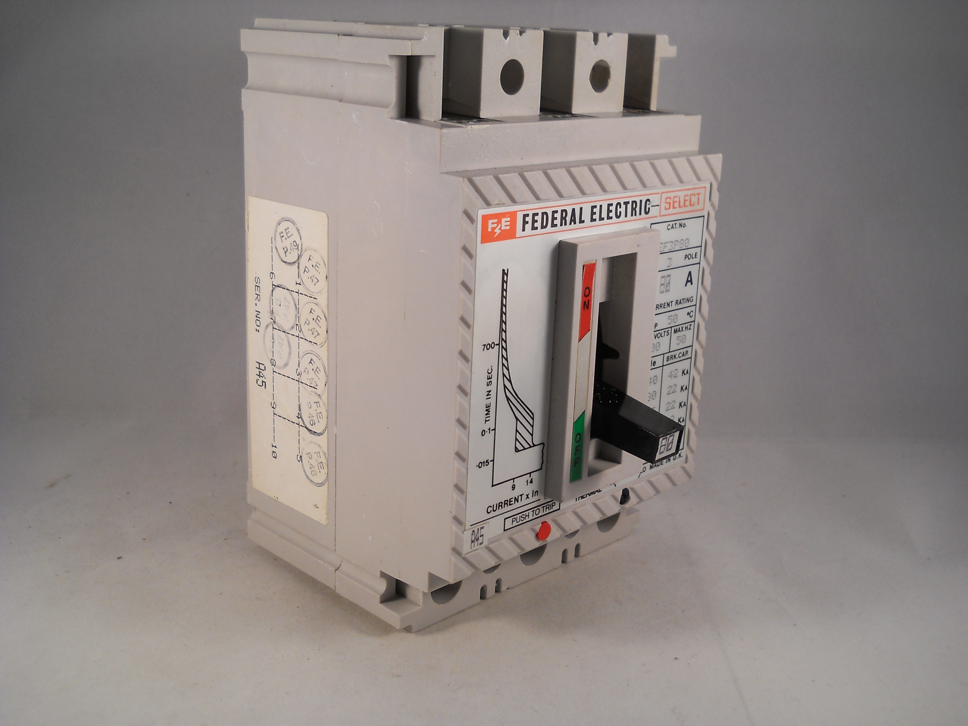 Federal Electric MCCB 80 Amp Triple Pole 3 Phase Breaker Select 80A