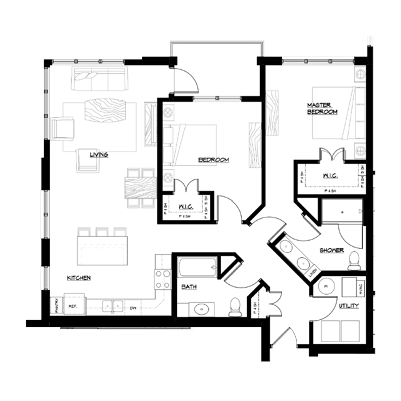 DTwo Bedroom (corner) Red Delicious Will Rose Apartments