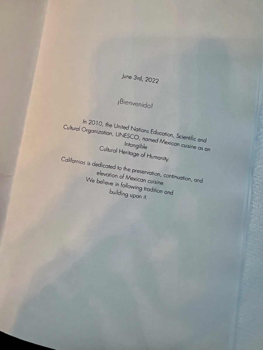 Californios - June 2022 Menu