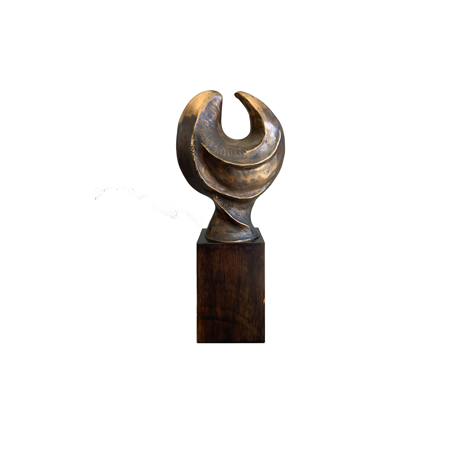 Battersea Mid Century Modern Bronze Sculpture on Wood Pedestal
