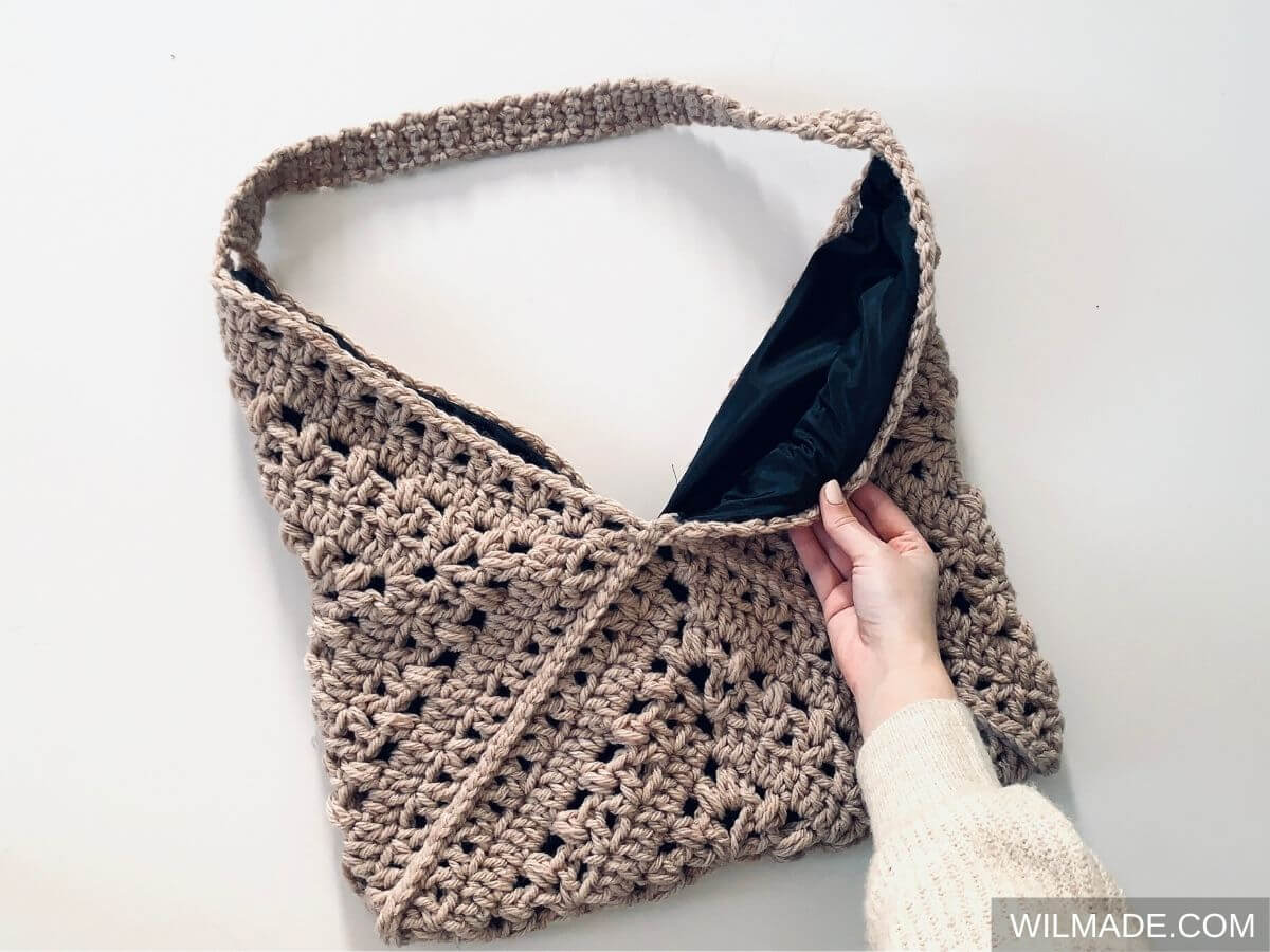 How to add a fabric lining to your crochet bag video tutorial for