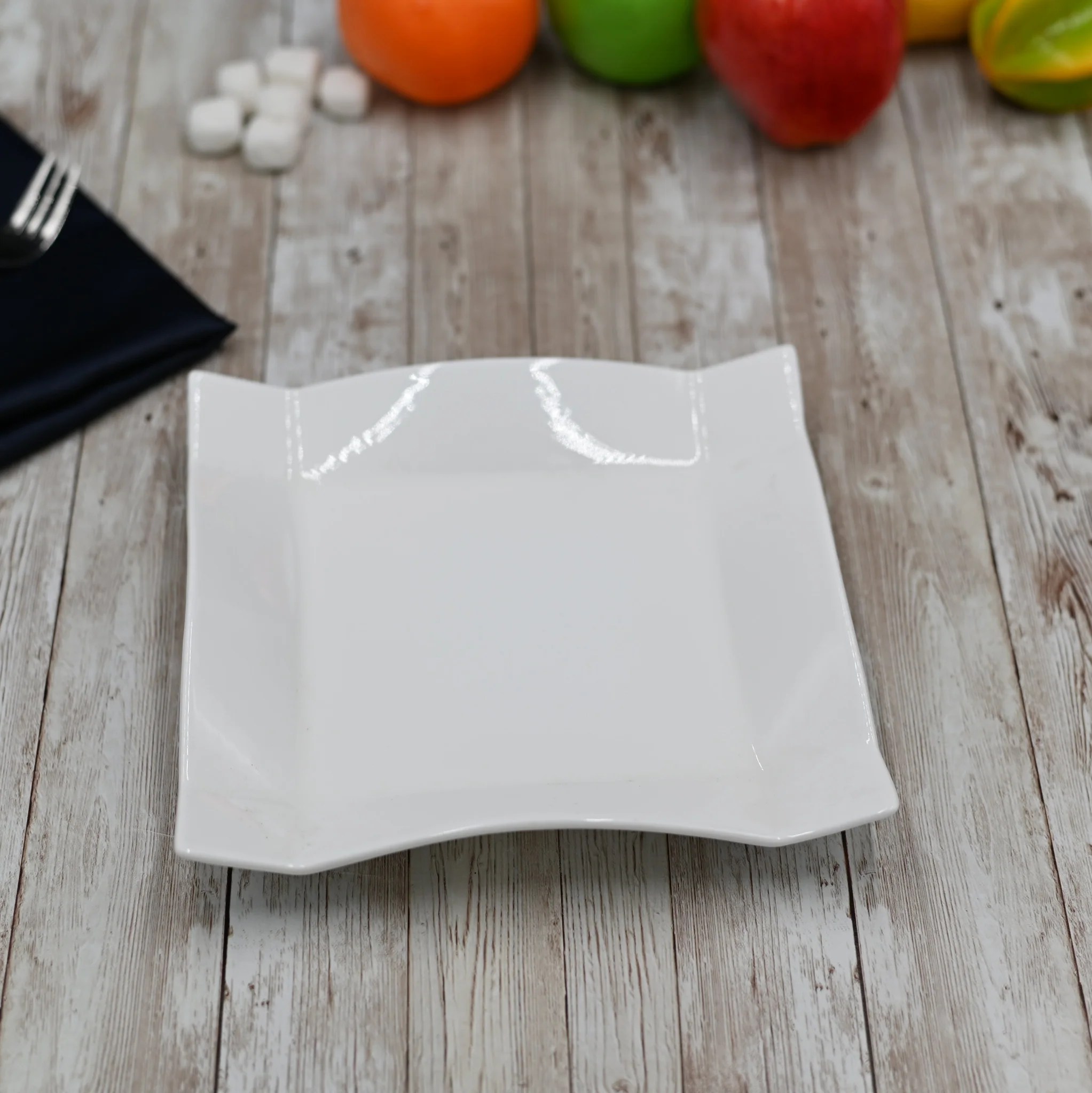 White Square Dessert Plate 8" inch X 8" inch 20 X 20 Cm Wilmax Porcelain