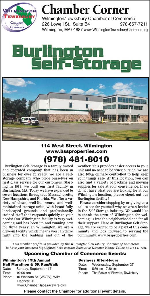 CHAMBER CORNER Meet Burlington SelfStorage of Wilmington Wilmington