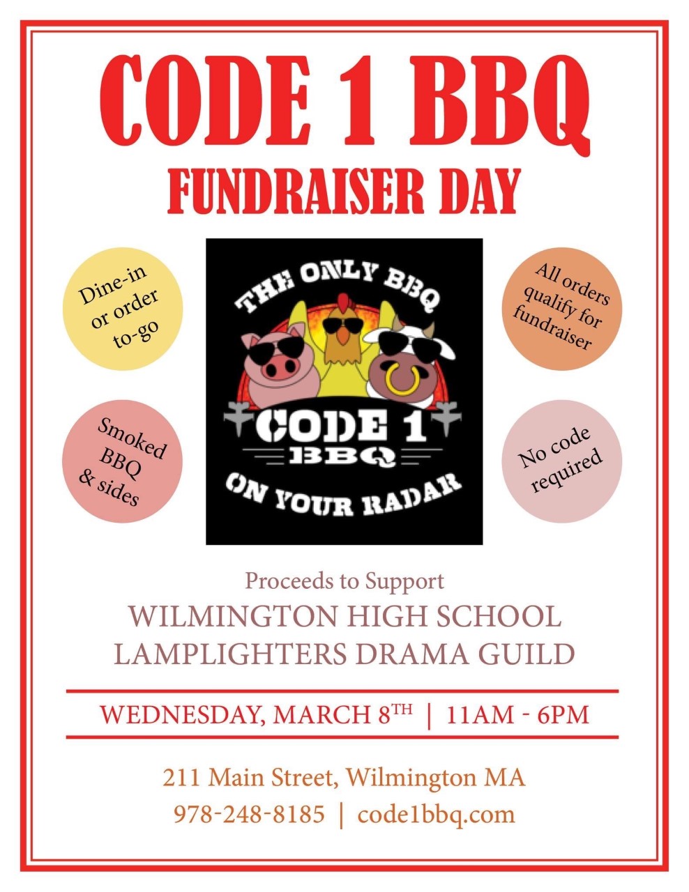 Code 1 BBQ To Hold Fundraiser For WHS Lamplighters Drama Guild On March