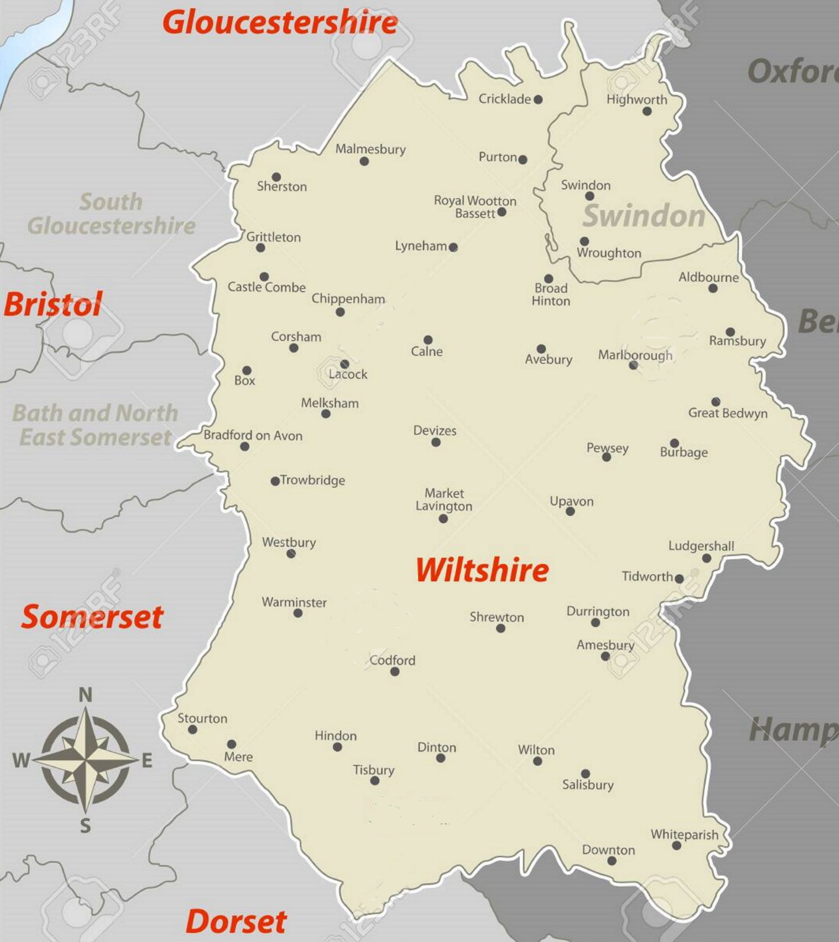 Wiltshire map showing suggested walks Wiltshire walks