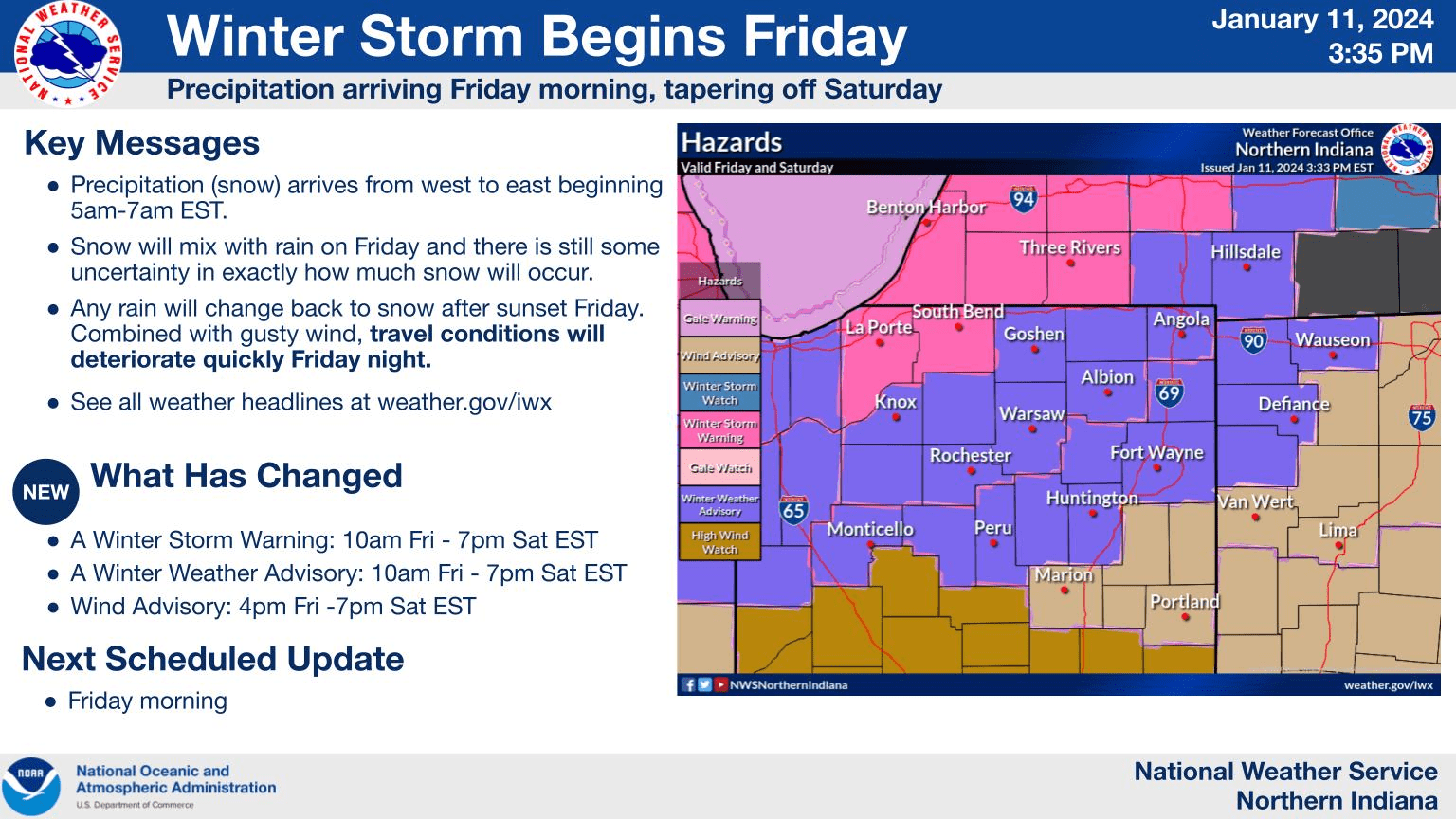 Winter Storm Warning and Winter Weather Advisories issued