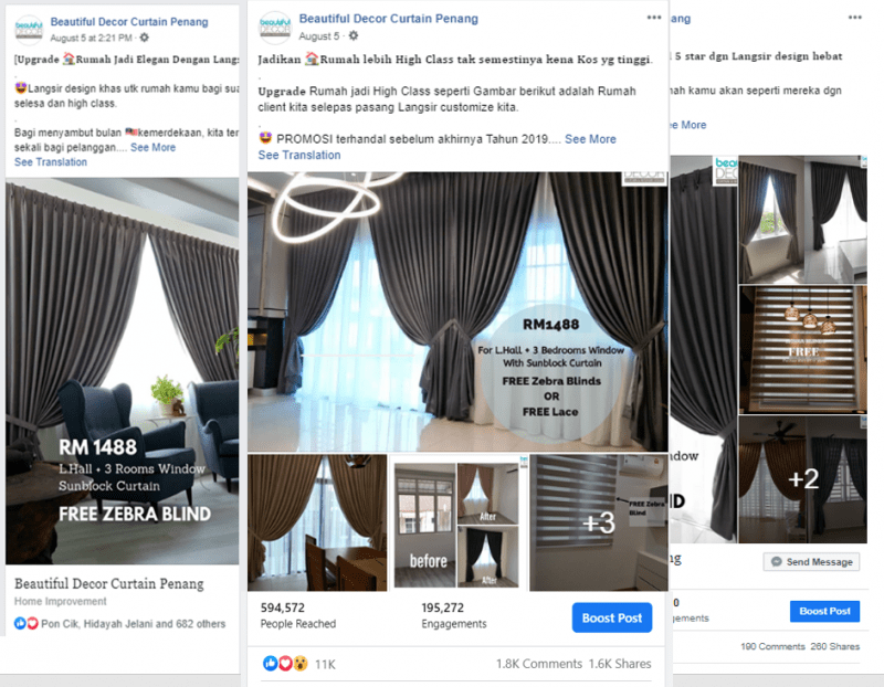 Case Study Facebook Marketing and SEO site For Curtain Design