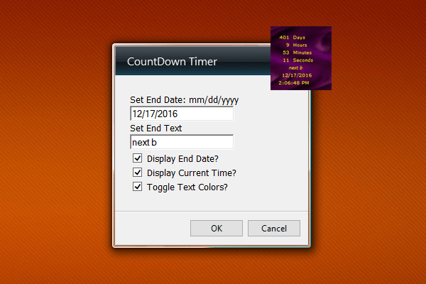 CountDown Timer Windows 10 Gadget Win10Gadgets