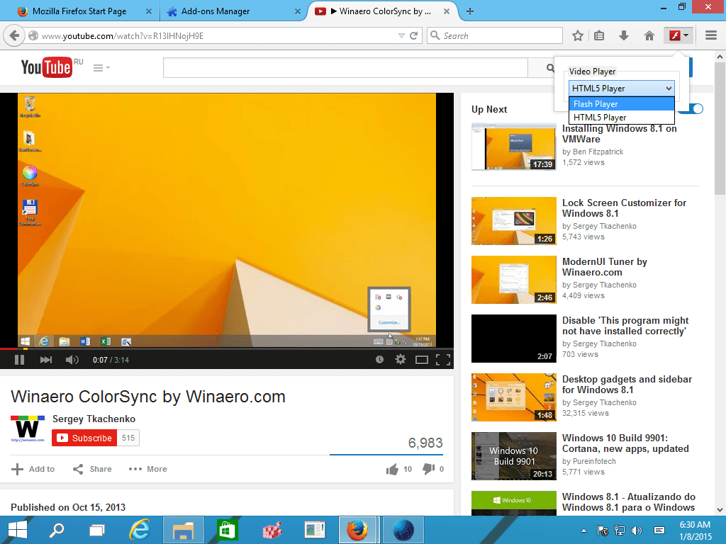 Switch YouTube to Flash Player in Firefox