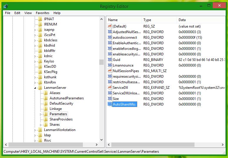 Disable administrative shares in Windows 10, Windows 8 and Windows 7
