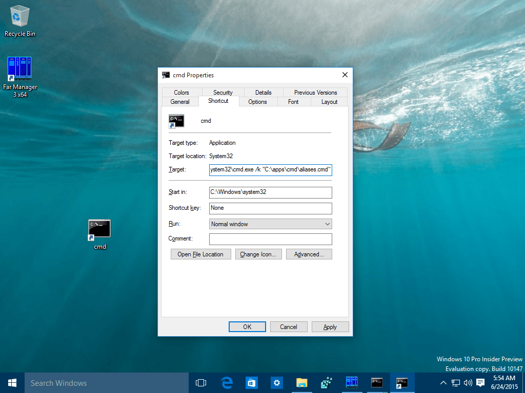 How to set aliases for the command prompt in Windows