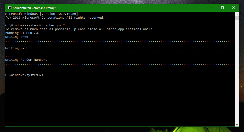 Erase free space securely in Windows without third party tools