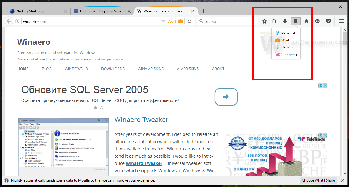 First Look at Containers Feature in Firefox