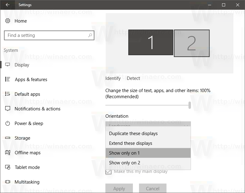 Configure multiple displays in Windows 10