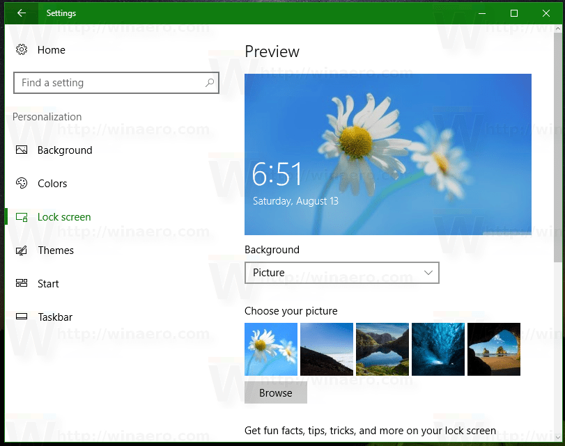 Change Lock Screen Background in Windows 10