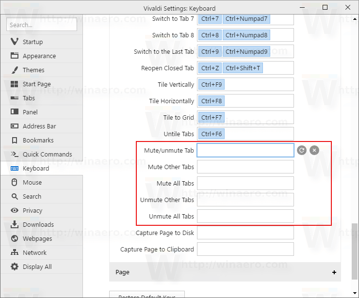 Add Keyboard Shortcut to Mute or Unmute Tabs in Vivaldi 1.7