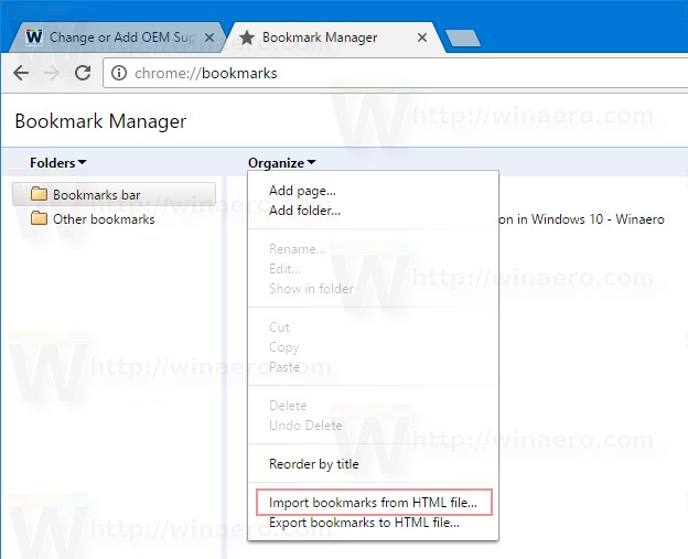 Export Google Chrome Bookmarks to an HTML File