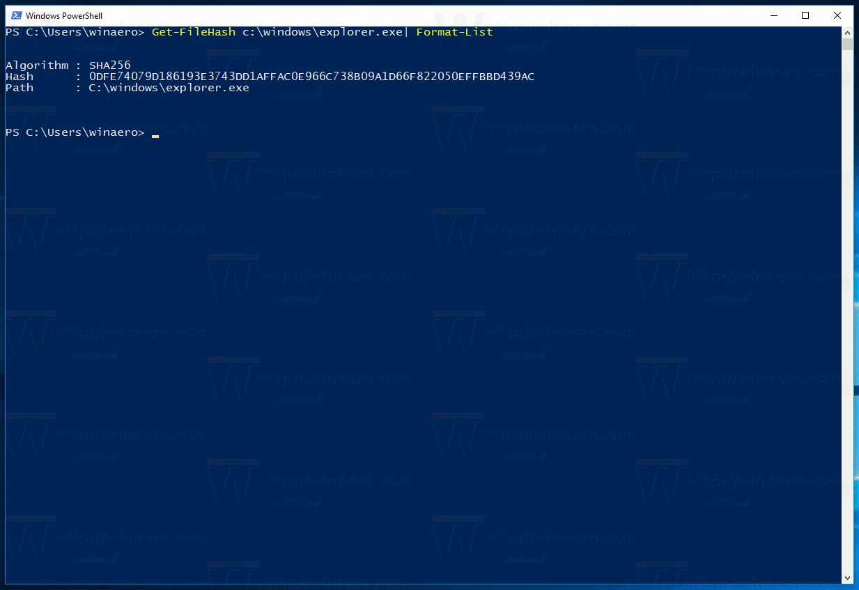 Get File Hash With PowerShell in Windows 10