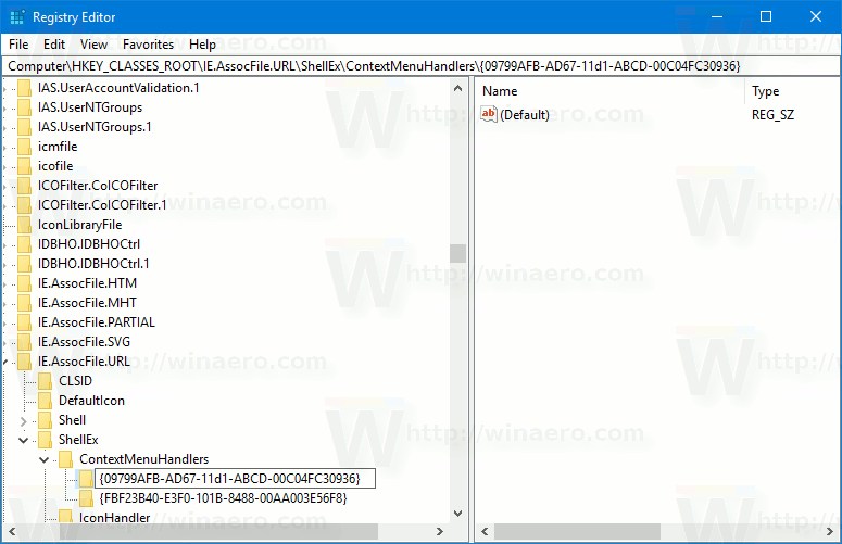 Add Open With to URL files in Windows 10