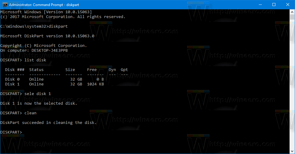 Securely Wipe a Disk with Diskpart in Windows 10